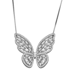 Designs by Gioelli レディース アクセサリー ネックレス・チョーカー・ペンダントトップ レース Designs by Gioelli Sterling Silver Cubic Zirconia Butterfly Necklace Ster