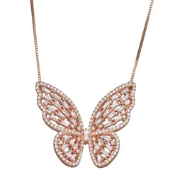 Designs by Gioelli レディース アクセサリー ネックレス・チョーカー・ペンダントトップ レース Designs by Gioelli Sterling Silver Cubic Zirconia Butterfly Necklace Rose