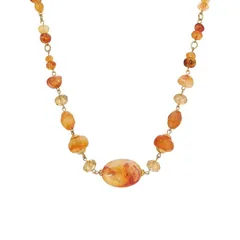 1928 レディース アクセサリー ネックレス・チョーカー・ペンダントトップ レース 1928 Gold Tone Faux Amber Bead Necklace Orange オレンジ