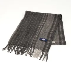 J.PRESS Jプレス マフラー USED美品 カシミヤ 毛 ストライプ ブラック×グレー 防寒 ブランド 高級 X8629のサムネイル