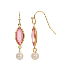1928 レディース アクセサリー ピアス・イヤリング 1928 Gold Tone Pink Crystal Simulated Pearl Beadedrop Earrings Pink ピンク