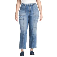 ランズエンド レディース ボトムス デニムパンツ プラスサイズ アンクル ジーンズ Plusize Lands Endenim High Rise Utility Cargo Ankle Jeansのサムネイル