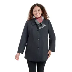 ロンドンフォグ レディース アウター ジャケット・ブルゾン プラスサイズ ウール コート Plusize London Fog Scarf and WoolBlend Coat Charcoal チャのサムネイル