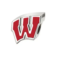 ロゴアート レディース アクセサリー ブレスレット・バングル・アンクレット LogoArt Sterling Silver Wisconsin Badgers Enameled Logo Bead Sterling Silver シルバー