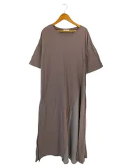 アースミュージック&エコロジー EARTH MUSIC & ECOLOGY ワンピース 丸首 五分袖 ロング 切替 サイズF グレージュ QQQ