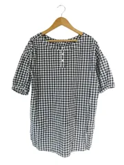 アフタヌーンティー Afternoon Tea 半袖 プルオーバー シャツ パフスリーブ ギンガム チェック サイズMR 黒 白 QQQ