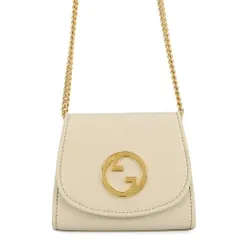 グッチ チェーンウォレット レザー ブロンディ  インターロッキングG ミディアム 725219 GUCCI 財布 白