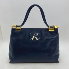 KITAMURA キタムラ ハンドバッグ 横長 レザー おでかけ ネイビー 濃紺 