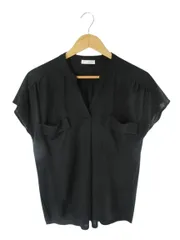 ドレスキップ DRESKIP プルオーバー シャツ ブラウス ノースリーブ 胸ポケット 無地 ブラック サイズM QQQ