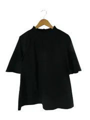 ドレスキップ DRESKIP シャツ ネック ギャザー プルオーバー 半袖 無地 サイズ38(M) 黒 QQQ