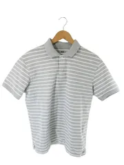 ユニクロ UNIQLO プルオーバー ポロシャツ 半袖 ボーダー グレー ホワイト サイズL QQQ