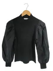 オペークドットクリップ OPAQUE.CLIP プルオーバー スリーブ コンビ ニット 長袖 リブ 無地 ブラック サイズM QQQ