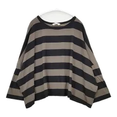 tumugu ワイド ショート丈 コットン 日本製 長袖Ｔシャツ カットソー ロンＴ ブラック チャコールグレー レディース ツムグ【中古】6-0227M△