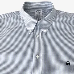 【XXL】Brooks Brothers（ブルックスブラザーズ）ポロカラーBD(ボタンダウン)シャツ ストライプ（ブルー×ホワイト）/ Regent Fit / Non-Iron / Supima Cotton 100% ポケットなし メンズXXL相当