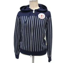 美品☆Callaway キャロウェイ ニットジップパーカー ストライプ柄 レディース Wジップ ゴルフ