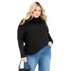 アベニュー レディース アウター ニット・セータートルネック Avenue Ash Turtleneck Close Fit Sweater Black ブラック