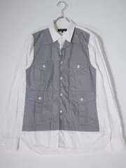 COMME des GARONS HOMME PLUSコムデギャルソン オム プリュス ファッションイリュージョン期 ドッキングデザイン長袖シャツ【XS】【MSHA78452】