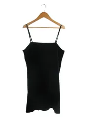 ローリーズファーム LOWRYS FARM キャミソール タンクトップ 無地 ベロア サイズF 黒 QQQ