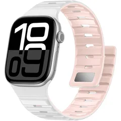 [Maledan] アップルウォッチ用 バンド 薄型 スポーツ シリコン マグネット 二重脱落防止 通気性 42mm 44mm 45mm 46mm 49mm 38mm 40mm 41mm Compatible with Series Ultra/Ultra 0