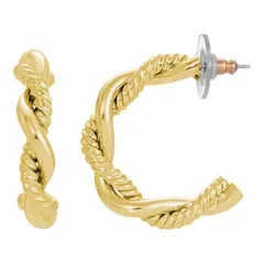 1928 レディース アクセサリー ピアス・イヤリング 1928 Jewelry Twisted Hoop Earrings Yellow イエロー