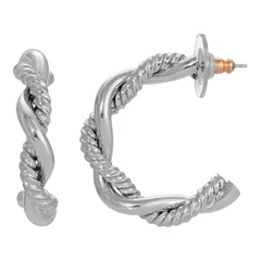 1928 レディース アクセサリー ピアス・イヤリング 1928 Jewelry Twisted Hoop Earrings Gray グレー