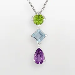 ステラ グレース レディース アクセサリー ネックレス・チョーカー・ペンダントトップ Stella Grace Sterling Silver Amethyst Peridot and Blue Topaz Pendant MultiNone マルチカラー