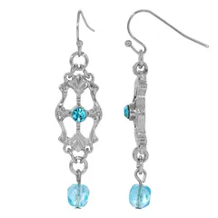 1928 レディース アクセサリー ピアス・イヤリング 1928 Silver Tone Light Blue Crystalink Earrings Blue ブルー