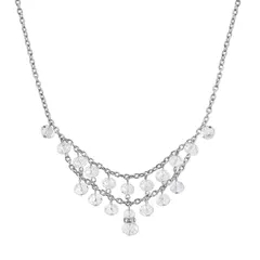 1928 レディース アクセサリー ネックレス・チョーカー・ペンダントトップ レース 1928 Silver Tone Bead Swag Necklace Clear シルバー