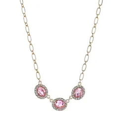 1928 レディース アクセサリー ネックレス・チョーカー・ペンダントトップ レース 1928 Triple Pink Oval Halo Necklace Light Rose ピンク