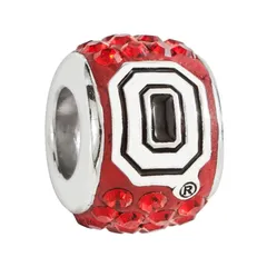 ロゴアート レディース アクセサリー ブレスレット・バングル・アンクレット LogoArt Ohio State Buckeyesterling Silver Crystalogo Bead Red レッド