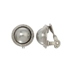 1928 レディース アクセサリー ピアス・イヤリング 1928 Silver Tone Gray Faux Pearl Round Clip Earrings Gray グレー