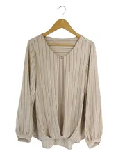 イング INGNI 裾 タックバー付 トロミ ブラウス ストライプ サイズM ベージュ系 QQQ