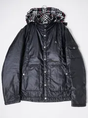 BURBERRY BLACK LABELバーバリー ブラックレーベル 襟裏チェック ホースマーク刺繍ナイロン中綿ジャケット【M】【MJKA76304】