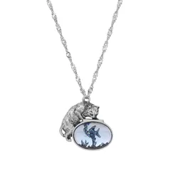 1928 レディース アクセサリー ネックレス・チョーカー・ペンダントトップ レース 1928 Pewter Cat Blue Glasstone Fishbowl Pendant Necklace Blue ブルー