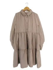 ロイヤルパーティー ROYAL PARTY ワンピース 長袖 ひざ丈 前開き 無地 フレア サイズF ベージュ QQQ