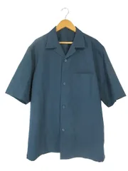 ジーユー GU 開襟 シャツ 半袖 ボタン 無地 サイズM カーキ QQQ