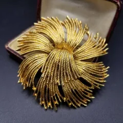 80'90's Monet 大きなゴールドのお花 ヴィンテージ ブローチ 華やか ゴージャス 存在感 コスチュームジュエリー Y26-L