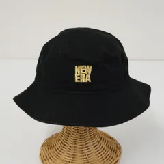 NEW ERA ニューエラ バケットハット キッズ USED美品 YOUTH M/L 約54cm ブラック ロゴ刺繍 紫外線対策 X9359