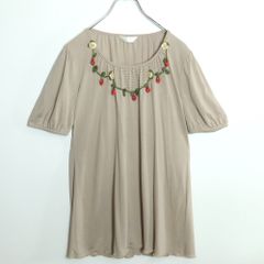 ピンクハウス カットソー チュニック 黒 ワッペン イチゴ いちご 苺