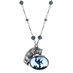1928 レディース アクセサリー ネックレス・チョーカー・ペンダントトップ レース 1928 Silver Tone Montana Blue Beaded Cat Fish Necklace Blue ブルー