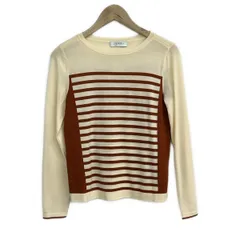 NEMIKA/NEMIKA by Leilian(ネミカ) 長袖セーター サイズ9 M レディース美品  アイボリー×ブラウン