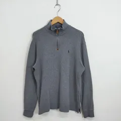 POLO RALPH LAUREN ポロ ラルフローレン ハーフジップ スウェット トレーナー プルオーバー 古着 VINTAGE ポニー 刺繍 コットン M グレー系 C460