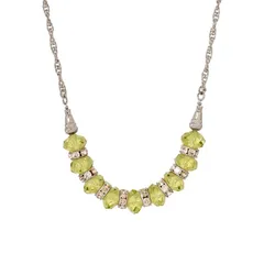 1928 レディース アクセサリー ネックレス・チョーカー・ペンダントトップ レース 1928 Silver Tone Faceted Glass Bead Crystal Necklace Green グリーン