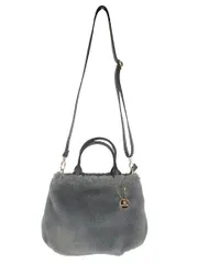 ペレンネ PERENNE ショルダー バッグ ハンド 2Way ムートン ファー フェイク チャーム 無地 グレー QQQ