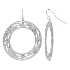 1928 レディース アクセサリー ピアス・イヤリング フラワー柄 フラワー 1928 Silver Tone Large Floral Circle Drop Earringsilver Tone シルバー