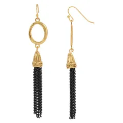 1928 レディース アクセサリー ピアス・イヤリング 1928 Gold Tone Black Tassel Drop Earrings Multi マルチカラー