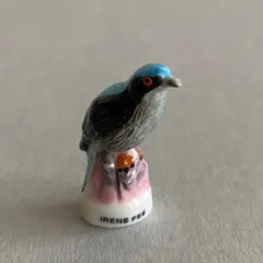 ルリコノハドリのフェーブ／フェアリーブルーバード／鳥／フランス雑貨／陶器ミニチュア／ブロカント／ヴィンテージ／蚤の市／幸運の小さな陶器