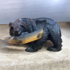 木彫り 熊 くま 置物 木製 昭和レトロ - メルカリ