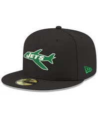 ニューエラ メンズ アクセサリー 帽子 New Era Mens Black New York Jets Omaha Throwback 59FIFTY Fitted Hat Black ブラック