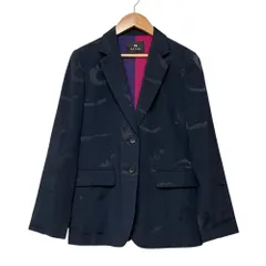 美品 Paul Smith ポールスミス ジャガード テーラード ジャケット サイズ38 ネイビー レディース 古着 中古 USED
